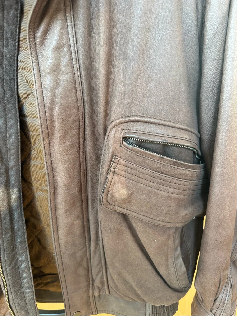 Vintage INC International Concepts Men's Brown Leather Bomber Jacket